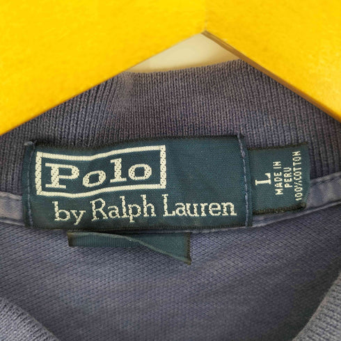 ポロバイラルフローレン Polo by RALPH LAUREN CUSTOM FIT スモールポニー刺繍 S/S ポロシャツ ダメージ加工 メンズ import:L