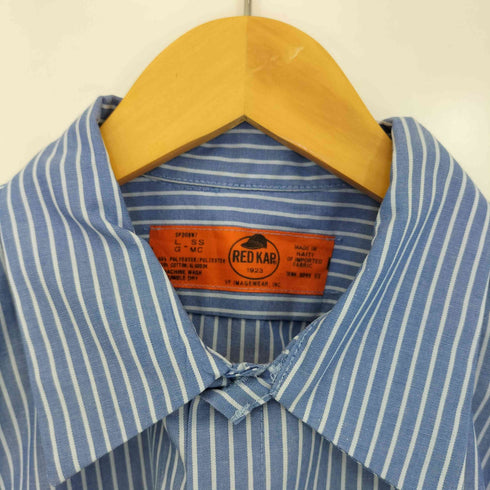 レッドキャップ RED KAP ストライプ 企業パッチ ショートスリーブ ワークシャツ メンズ import:L