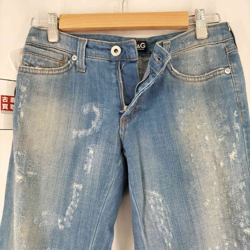 ドルチェアンドガッバーナ DOLCE&GABBANA イタリア製 ロゴプレート ダメージ加工フレアデニムパンツ レディース 24