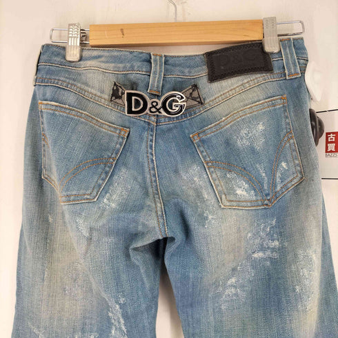ドルチェアンドガッバーナ DOLCE&GABBANA イタリア製 ロゴプレート ダメージ加工フレアデニムパンツ レディース 24