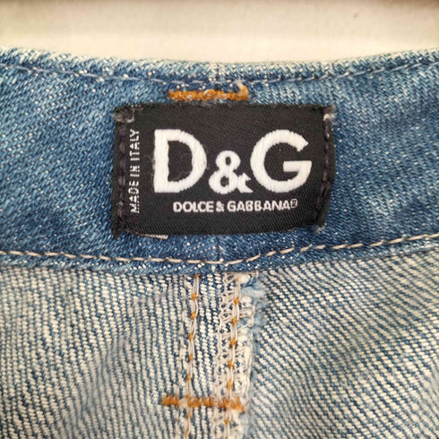 ドルチェアンドガッバーナ DOLCE&GABBANA イタリア製 ロゴプレート ダメージ加工フレアデニムパンツ レディース 24