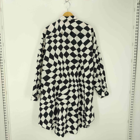 エムエムシックスメゾンマルジェラ MM6 Maison Margiela 22SS OVERSIZED DISTORTED CHESS PRINT LONG SHIRT レディース import:M