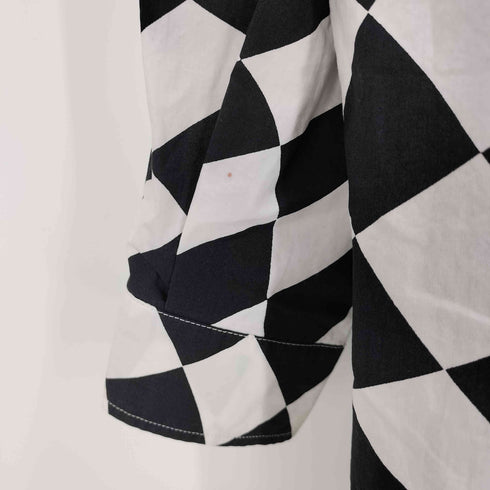 エムエムシックスメゾンマルジェラ MM6 Maison Margiela 22SS OVERSIZED DISTORTED CHESS PRINT LONG SHIRT レディース import:M