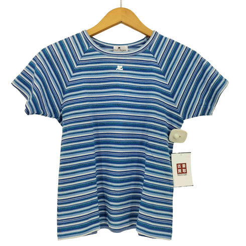 クレージュ courreges ラメ ボーダー クルーネックTシャツ レディース 9R