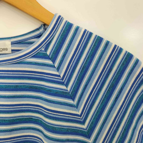 クレージュ courreges ラメ ボーダー クルーネックTシャツ レディース 9R