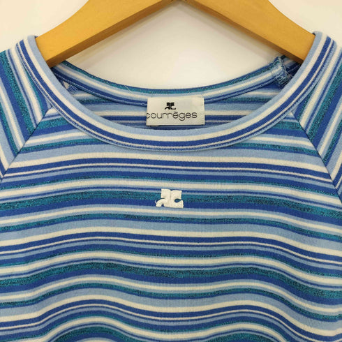 クレージュ courreges ラメ ボーダー クルーネックTシャツ レディース 9R