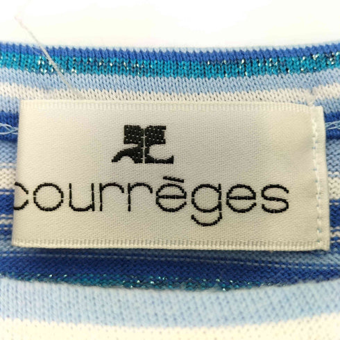クレージュ courreges ラメ ボーダー クルーネックTシャツ レディース 9R