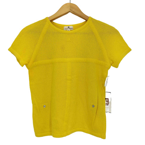 クレージュ courreges コットンナイロン ベルトデザイン クルーネックTシャツ レディース JPN:38