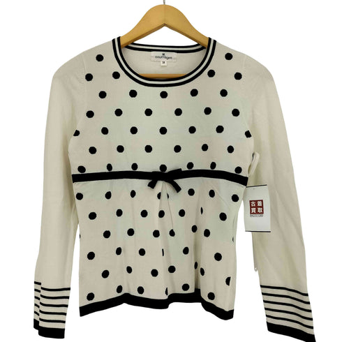 クレージュ courreges レーヨンナイロン ドット リボン クルーネックニット レディース JPN:38