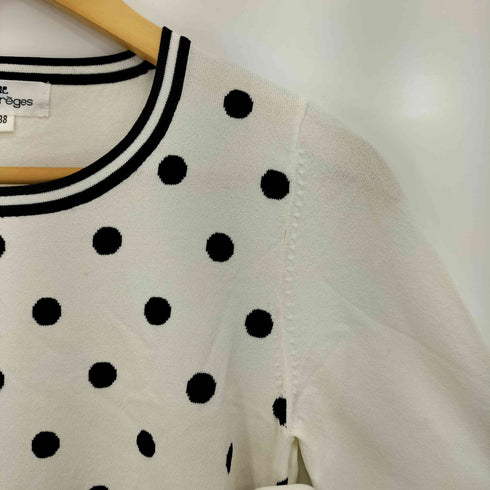 クレージュ courreges レーヨンナイロン ドット リボン クルーネックニット レディース JPN:38