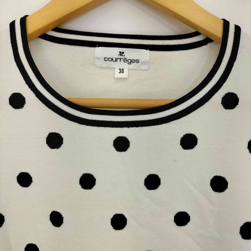 クレージュ courreges レーヨンナイロン ドット リボン クルーネックニット レディース JPN:38