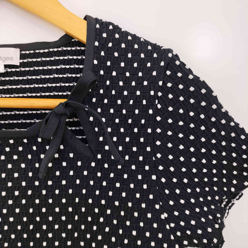 クレージュ courreges ドット リボン ワッフルブラウス レディース 9R