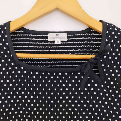 クレージュ courreges ドット リボン ワッフルブラウス レディース 9R