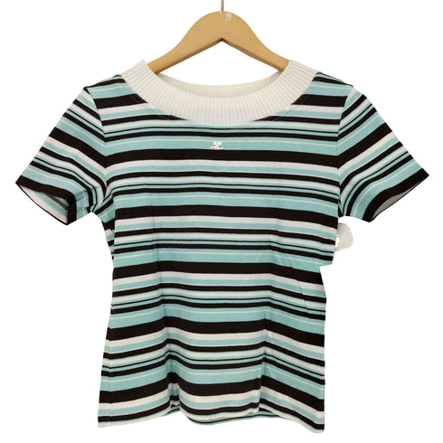 クレージュ courreges 襟リブ ボーダー クルーネックTシャツ レディース 9R
