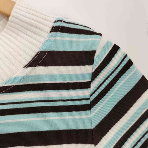クレージュ courreges 襟リブ ボーダー クルーネックTシャツ レディース 9R