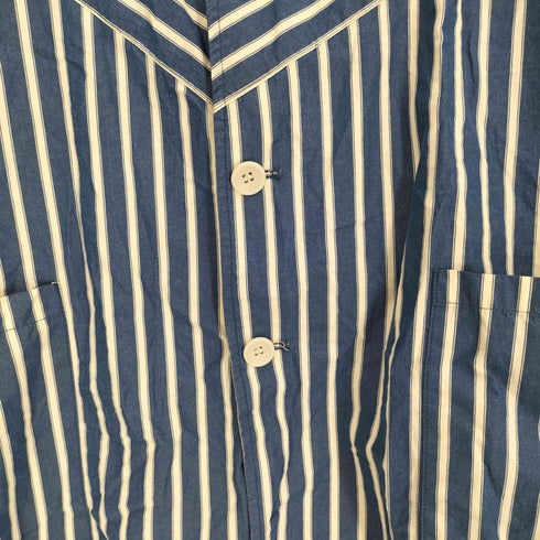 キャスパージョン CASPER JOHN ストライプ柄 襟フック 切替 ビックポケット スタンドネック S/S シャツ メンズ import:L