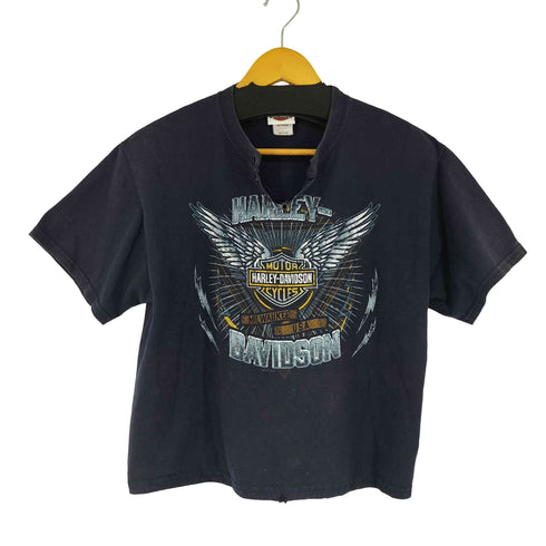 ハーレーダビッドソン HARLEY-DAVIDSON 両面プリントヘンリーネックTシャツ レディース import:M