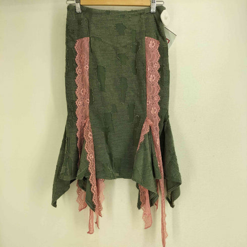 SOS SEAMSTRESS ダメージ加工 レースドッキング マーメイドスカート Y2K レディース FREE