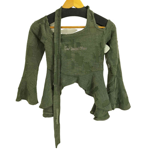 SOS SEAMSTRESS ダメージ加工 オフショルダー カットソー Y2K レディース import:S
