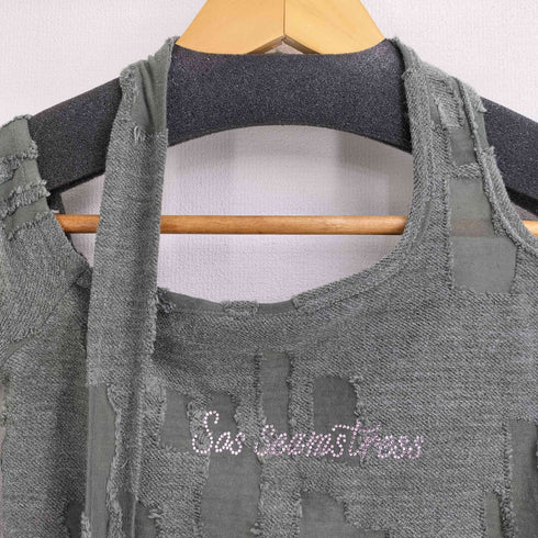 SOS SEAMSTRESS ダメージ加工 オフショルダー カットソー Y2K レディース import:S