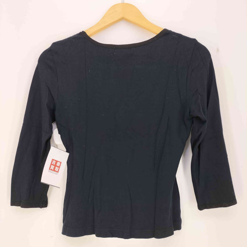 クレージュ courreges ラインスト―ン リボン 七分丈カットソー レディース 9R