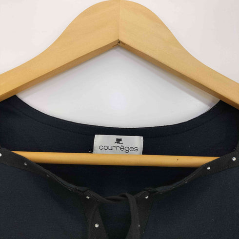 クレージュ courreges ラインスト―ン リボン 七分丈カットソー レディース 9R