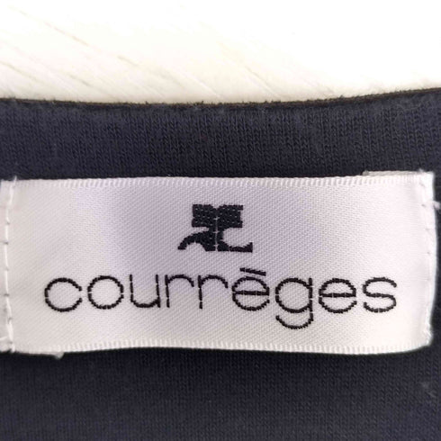 クレージュ courreges ラインスト―ン リボン 七分丈カットソー レディース 9R