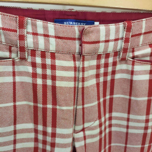 バーバリーブルーレーベル BURBERRY BLUE LABEL ホース 刺繍 コットン チェック ストレート パンツ レディース EUR:36