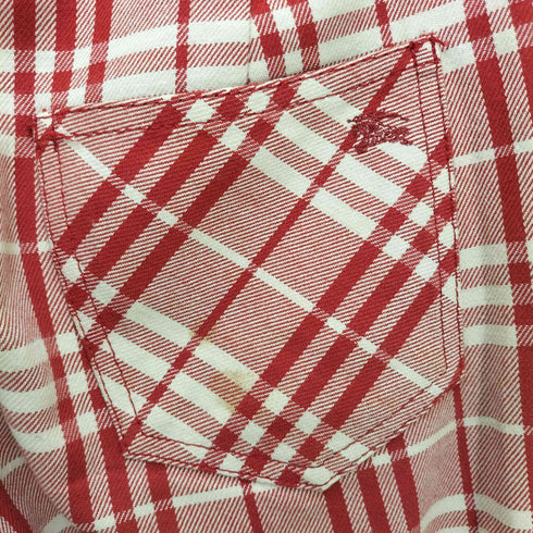 バーバリーブルーレーベル BURBERRY BLUE LABEL ホース 刺繍 コットン チェック ストレート パンツ レディース EUR:36