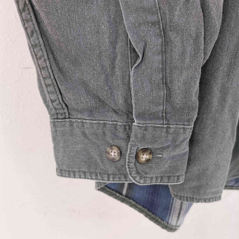 エルエルビーン L.L.Bean 90s 裏地チェック フラップ付きロングスリーブシャツ メンズ import:L
