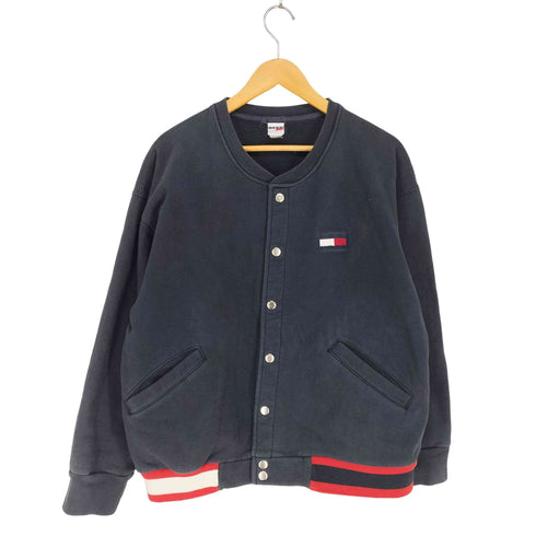 トミージーンズ tommy jeans ロゴ刺繍 スウェットカーディガン スナップボタン メンズ import:L