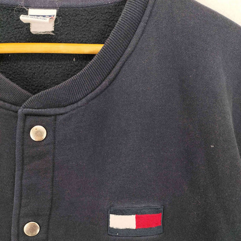 トミージーンズ tommy jeans ロゴ刺繍 スウェットカーディガン スナップボタン メンズ import:L