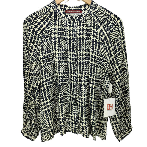 コントワーデコトニエ COMPTOIR DES COTONNIERS 千鳥格子 L/S レーヨン ブラウス レディース import:L