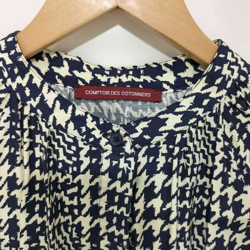 コントワーデコトニエ COMPTOIR DES COTONNIERS 千鳥格子 L/S レーヨン ブラウス レディース import:L