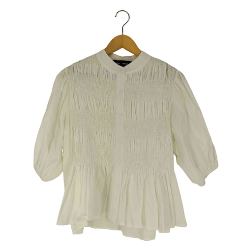 etihw white シワ ギャザー 加工 パフスリーブ ブラウス レディース