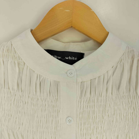 etihw white シワ ギャザー 加工 パフスリーブ ブラウス レディース