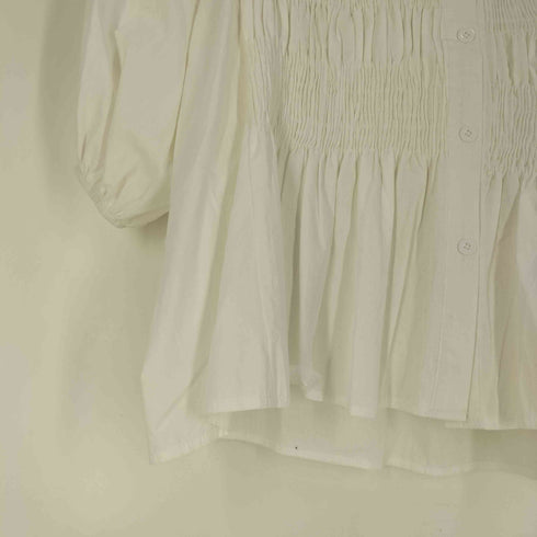 etihw white シワ ギャザー 加工 パフスリーブ ブラウス レディース