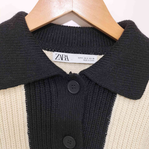 ザラ ZARA コントラスト アクリル ニット カーディガン レディース import:S