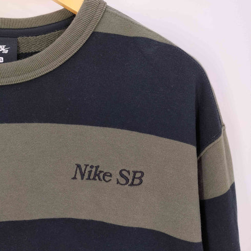 ナイキスケートボーディング NIKE SB Striped Skate Sports Crew-neck ロゴ刺繍 ボーダー クルーネックスウェット メンズ import:XL