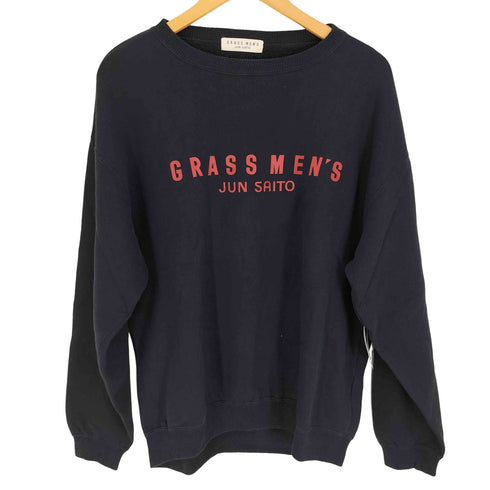 GRASS MEN'S JUN SAITO グラスメンズ ジュンサイトウ コットン ロゴプリント プルオーバー スウェット メンズ F
