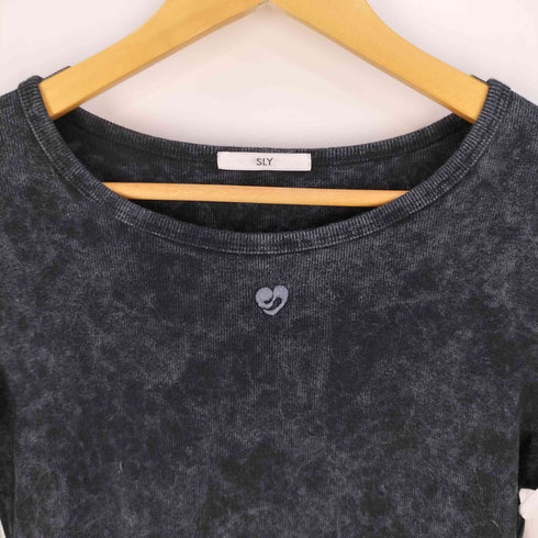 スライ SLY AGING LOGO RIB TOPS エイジング ロゴ リブ トップス レディース FREE