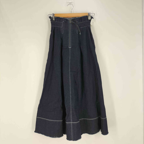 アズールバイマウジー AZUL by moussy ZIP-UP FRINGE DENIM FLARE SK ジップアップフリンジデニムフレアスカート レディース JPN:S