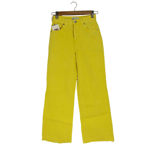 ザラ ZARA カットオフ加工 ワイド デニムパンツ レディース 34