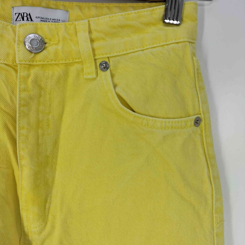 ザラ ZARA カットオフ加工 ワイド デニムパンツ レディース 34