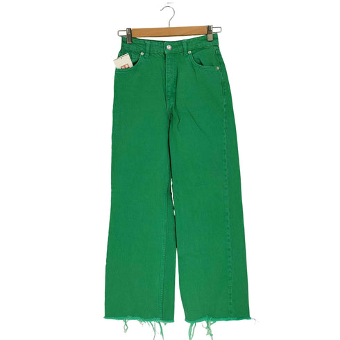 ザラ ZARA カットオフ加工 ワイド デニムパンツ レディース 34