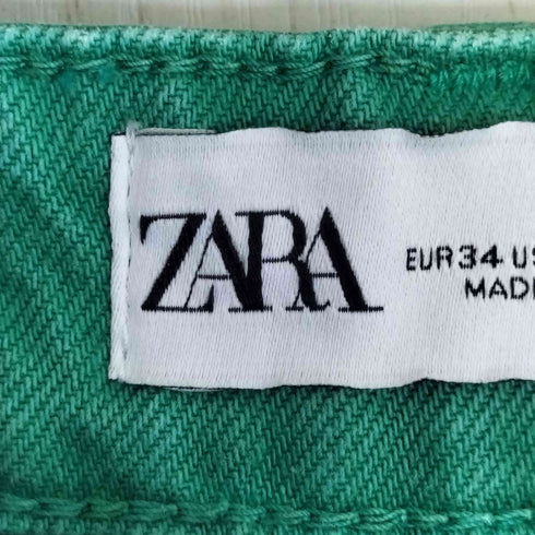 ザラ ZARA カットオフ加工 ワイド デニムパンツ レディース 34