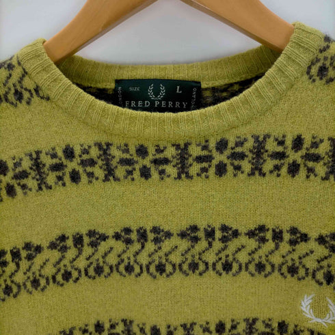 フレッドペリー FRED PERRY イタリア製 ロゴ刺繍クルーネックニット レディース import:L