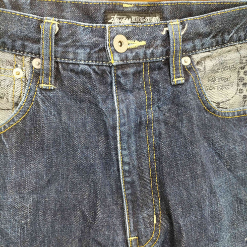 ステューシー Stussy Rough Rugged Workgear 総柄 切り替え デニム パンツ メンズ 32