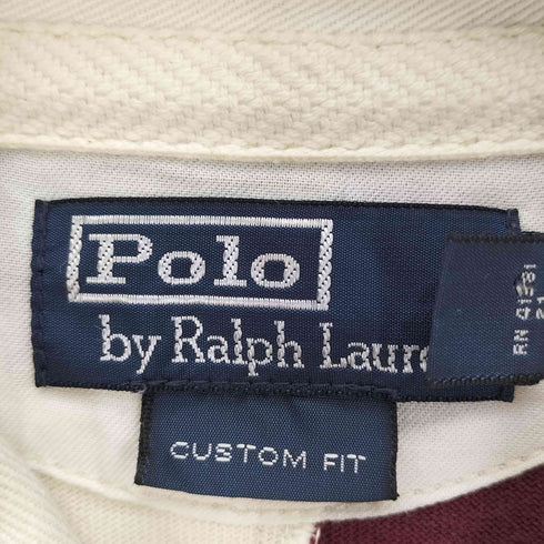 ポロバイラルフローレン Polo by RALPH LAUREN DRL エンブレム ウルフ 鹿 刺繍 ストライプ L/S ポロシャツ メンズ XXL
