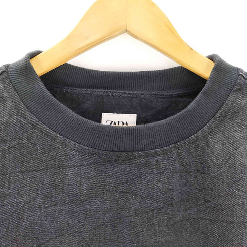 ザラ ZARA ZIP-UP DENIM T-SHIRT ジッパーデニムスウェットシャツ メンズ import:L